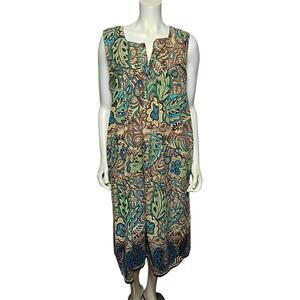 Bobbie Brooks Floral Cotton Tunic Dress Size L (14/16) Vibrant Pattern